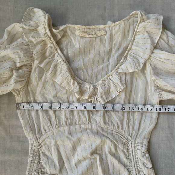 Jens Pirate Booty Vambelle Mini Dress Cream Gold Stripe S Boho Beach Ballon - Picture 13 of 16